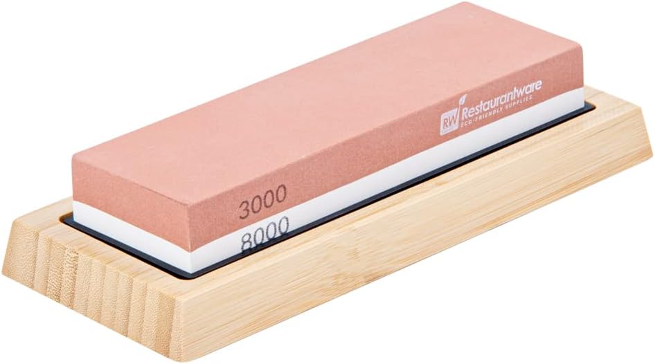 Sensei 7.1 x 2.3 x 1.1 Inch Kitchen Knife Whetstone 1 Durable Knife Sharpening Base - Silicone Holder 1000/6000 Grit Corundum Sharpening Stone For Kitchen Knives For Any Blade