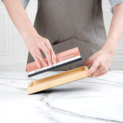 Sensei 7.1 x 2.3 x 1.1 Inch Kitchen Knife Whetstone 1 Durable Knife Sharpening Base - Silicone Holder 1000/6000 Grit Corundum Sharpening Stone For Kitchen Knives For Any Blade