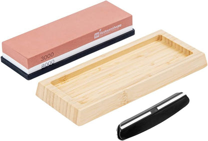 Sensei 7.1 x 2.3 x 1.1 Inch Kitchen Knife Whetstone 1 Durable Knife Sharpening Base - Silicone Holder 1000/6000 Grit Corundum Sharpening Stone For Kitchen Knives For Any Blade