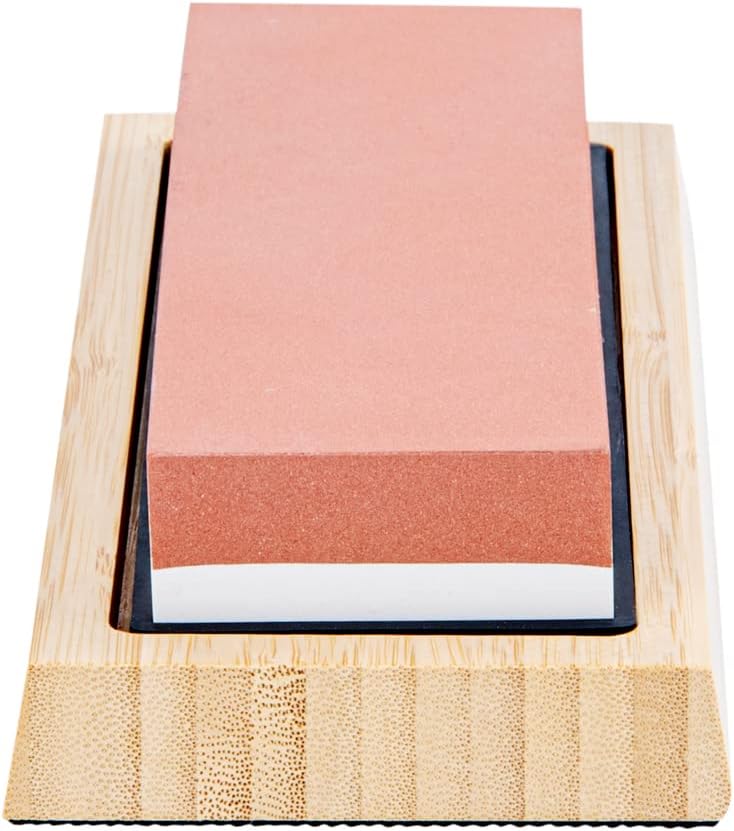 Sensei 7.1 x 2.3 x 1.1 Inch Kitchen Knife Whetstone 1 Durable Knife Sharpening Base - Silicone Holder 1000/6000 Grit Corundum Sharpening Stone For Kitchen Knives For Any Blade