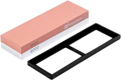 Sensei 7.1 x 2.3 x 1.1 Inch Kitchen Knife Whetstone 1 Durable Knife Sharpening Base - Silicone Holder 1000/6000 Grit Corundum Sharpening Stone For Kitchen Knives For Any Blade