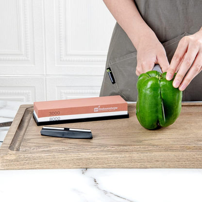 Sensei 7.1 x 2.3 x 1.1 Inch Kitchen Knife Whetstone 1 Durable Knife Sharpening Base - Silicone Holder 1000/6000 Grit Corundum Sharpening Stone For Kitchen Knives For Any Blade