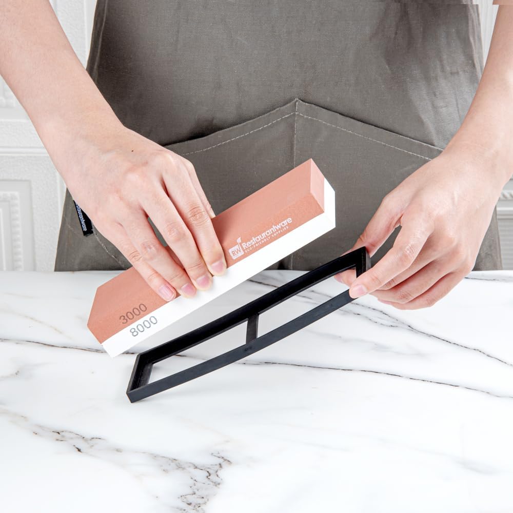 Sensei 7.1 x 2.3 x 1.1 Inch Kitchen Knife Whetstone 1 Durable Knife Sharpening Base - Silicone Holder 1000/6000 Grit Corundum Sharpening Stone For Kitchen Knives For Any Blade