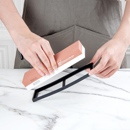 Sensei 7.1 x 2.3 x 1.1 Inch Kitchen Knife Whetstone 1 Durable Knife Sharpening Base - Silicone Holder 1000/6000 Grit Corundum Sharpening Stone For Kitchen Knives For Any Blade