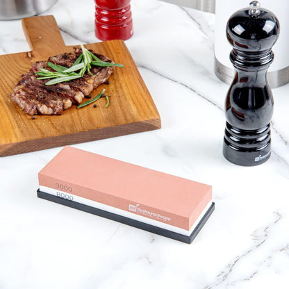 Sensei 7.1 x 2.3 x 1.1 Inch Kitchen Knife Whetstone 1 Durable Knife Sharpening Base - Silicone Holder 1000/6000 Grit Corundum Sharpening Stone For Kitchen Knives For Any Blade