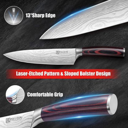 Chef Knife, 8 Inch High Carbon Stainless Steel Sharp Kitchen Knife with Ergonomic Handle, Gift Box for Family & Restaurant
