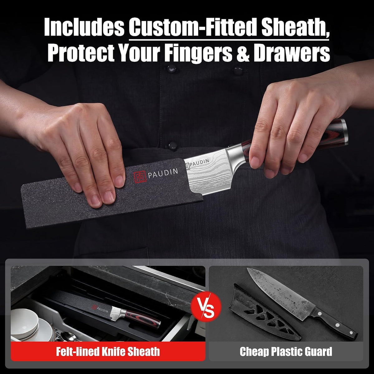 Chef Knife, 8 Inch High Carbon Stainless Steel Sharp Kitchen Knife with Ergonomic Handle, Gift Box for Family & Restaurant