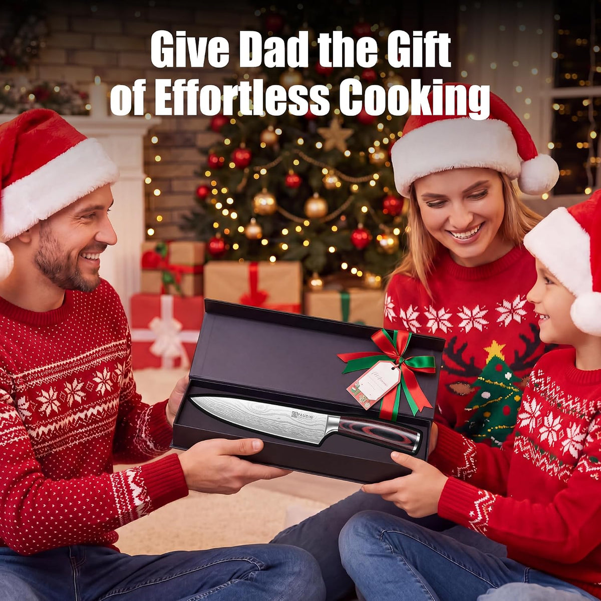 Chef Knife, 8 Inch High Carbon Stainless Steel Sharp Kitchen Knife with Ergonomic Handle, Gift Box for Family & Restaurant