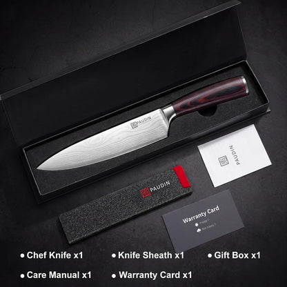 Chef Knife, 8 Inch High Carbon Stainless Steel Sharp Kitchen Knife with Ergonomic Handle, Gift Box for Family & Restaurant