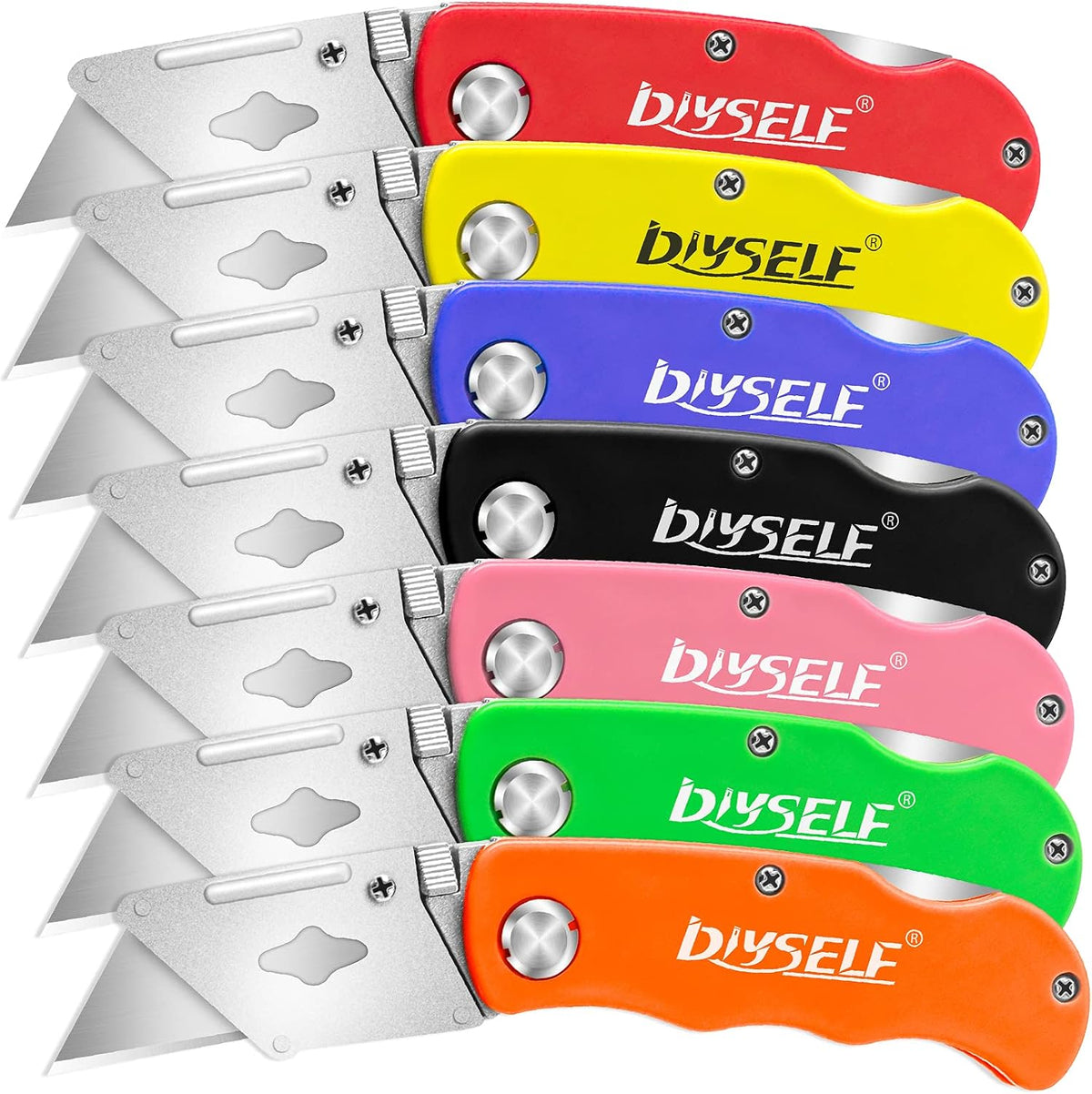 Knife Box Cutters, Back Lock Design, Quick Change Blade, Razor Knife Folding Utility Knives for Work, Boxes, Cardboard, Carton, Carpet