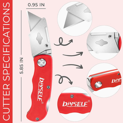 Knife Box Cutters, Back Lock Design, Quick Change Blade, Razor Knife Folding Utility Knives for Work, Boxes, Cardboard, Carton, Carpet