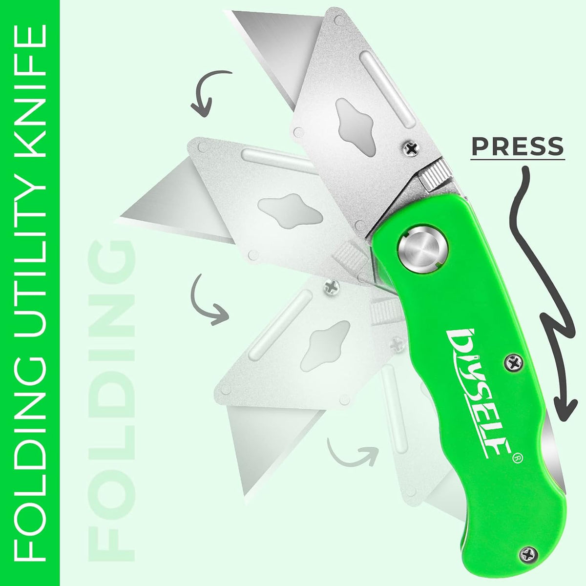 Knife Box Cutters, Back Lock Design, Quick Change Blade, Razor Knife Folding Utility Knives for Work, Boxes, Cardboard, Carton, Carpet