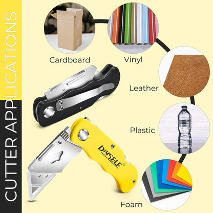 Knife Box Cutters, Back Lock Design, Quick Change Blade, Razor Knife Folding Utility Knives for Work, Boxes, Cardboard, Carton, Carpet