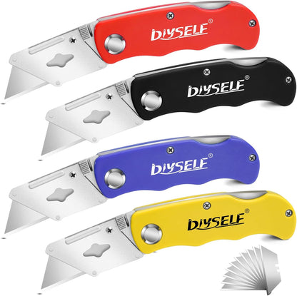 Knife Box Cutters, Back Lock Design, Quick Change Blade, Razor Knife Folding Utility Knives for Work, Boxes, Cardboard, Carton, Carpet