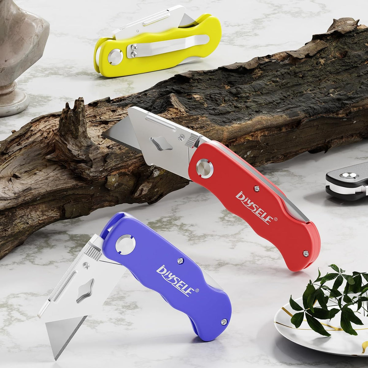 Knife Box Cutters, Back Lock Design, Quick Change Blade, Razor Knife Folding Utility Knives for Work, Boxes, Cardboard, Carton, Carpet