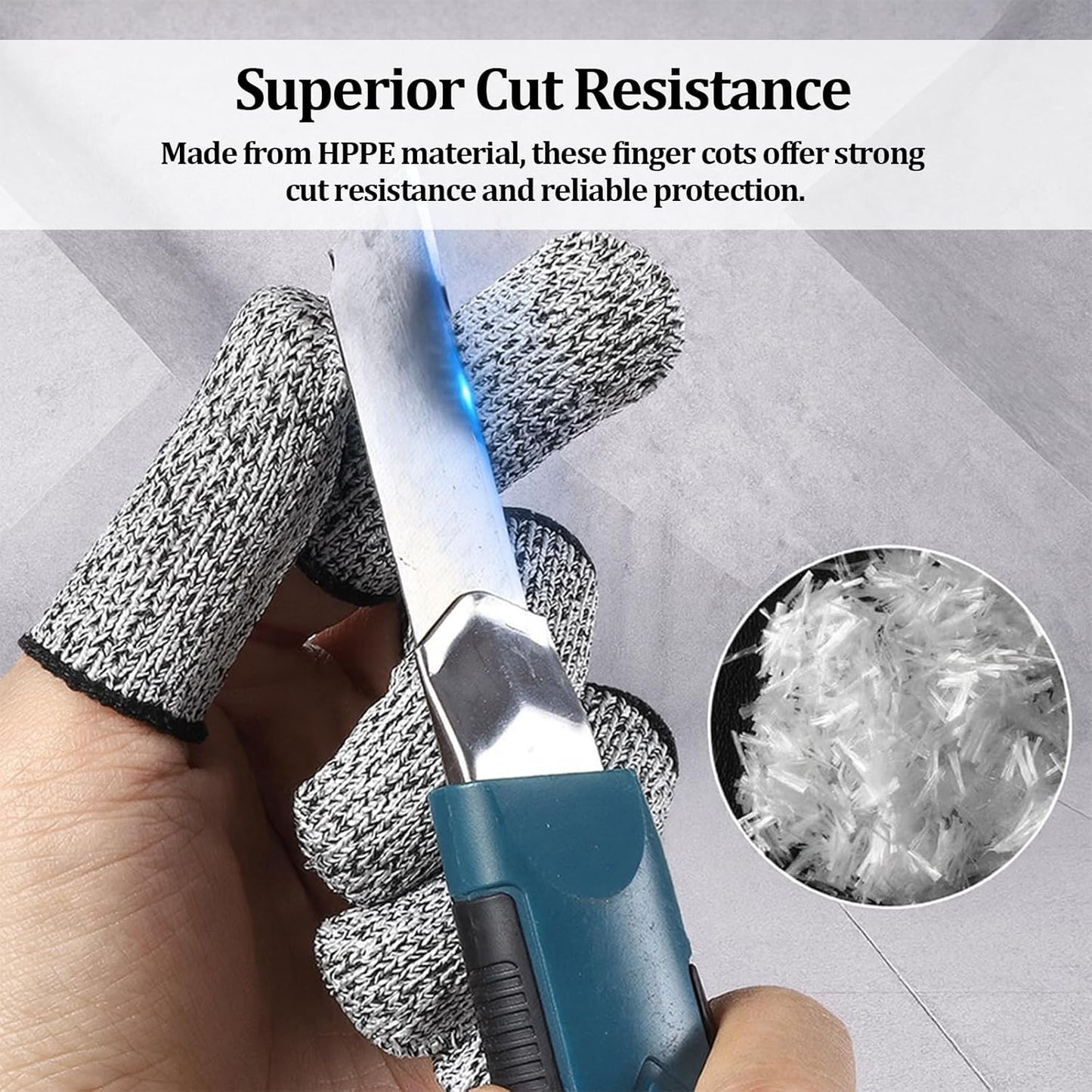 20 PCS Cut Resistant Finger Cots, Reusable Finger Guards, Durable Non Slip Thumb Protector Sleeve, Breathable Fingertip Covers for Kitchen, Work, Sculpture