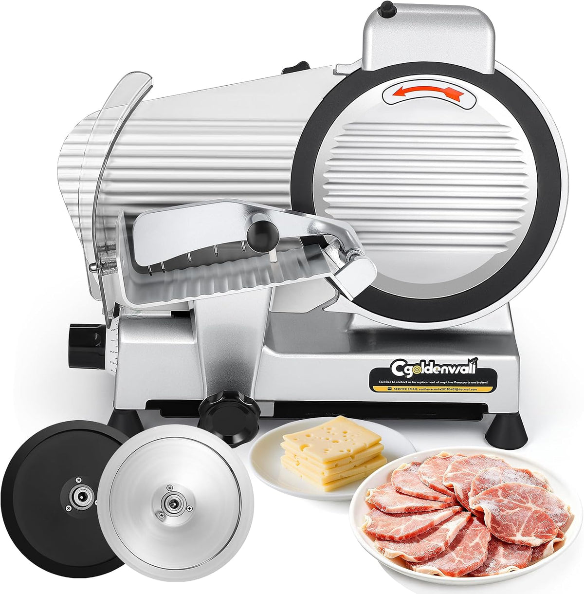 Meat Slicer Machine, 10" 240W Electric Deli Meat Cheese Food Slicer, 0-1/2" Adjustable Thickness Semi-Auto Frozen Meat Slicer for Home & Commercial, Copper Motor Low Noise Durable
