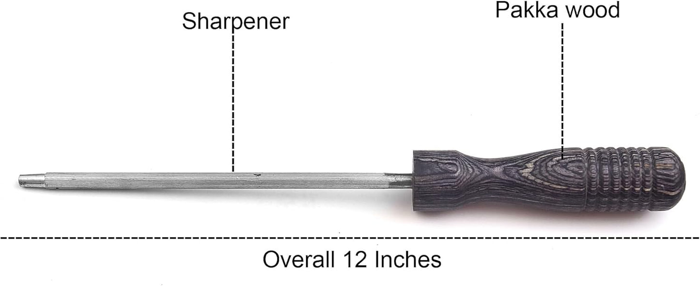 12-Inch Knife Sharpening Rod –Super Fine Honing Steel with Dark Brown Ergonomic Handle – Blade Maintenance Tool for Kitchen, Hunting, and Chef Knives – Durable, Compact & Easy to Clean Knife Sharpener