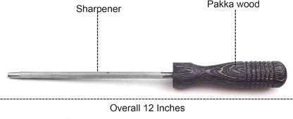 12-Inch Knife Sharpening Rod –Super Fine Honing Steel with Dark Brown Ergonomic Handle – Blade Maintenance Tool for Kitchen, Hunting, and Chef Knives – Durable, Compact & Easy to Clean Knife Sharpener