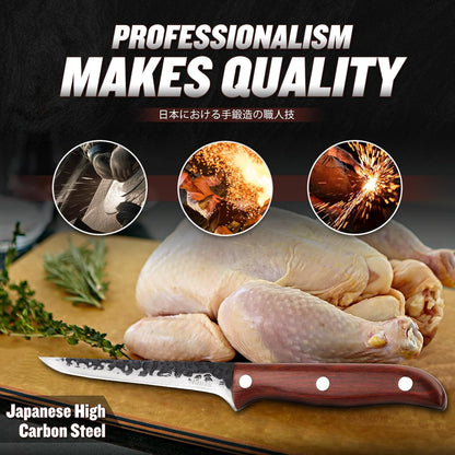Huusk Carving Knife 11.5" - Japan Hand Forged Breaking Knives with Sheath | High Carbon Steel, Ergonomic Rosewood Grip, Curved Blade, for Brisket Slicing, Gift for Dad