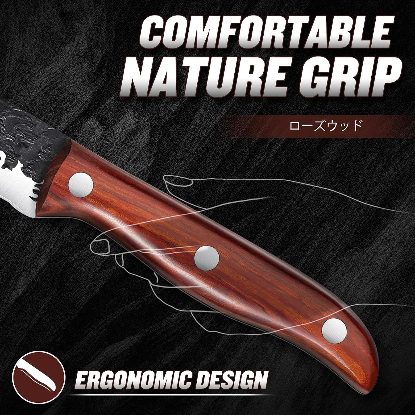 Huusk Carving Knife 11.5" - Japan Hand Forged Breaking Knives with Sheath | High Carbon Steel, Ergonomic Rosewood Grip, Curved Blade, for Brisket Slicing, Gift for Dad
