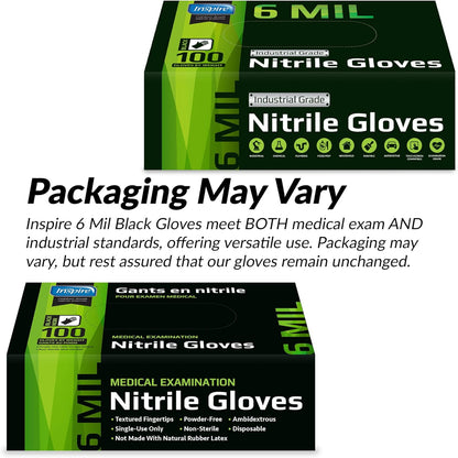 Black Nitrile Gloves HEAVY DUTY 6 Mil Nitrile Chemical Resistant Medical Cooking Cleaning Disposable Black Gloves