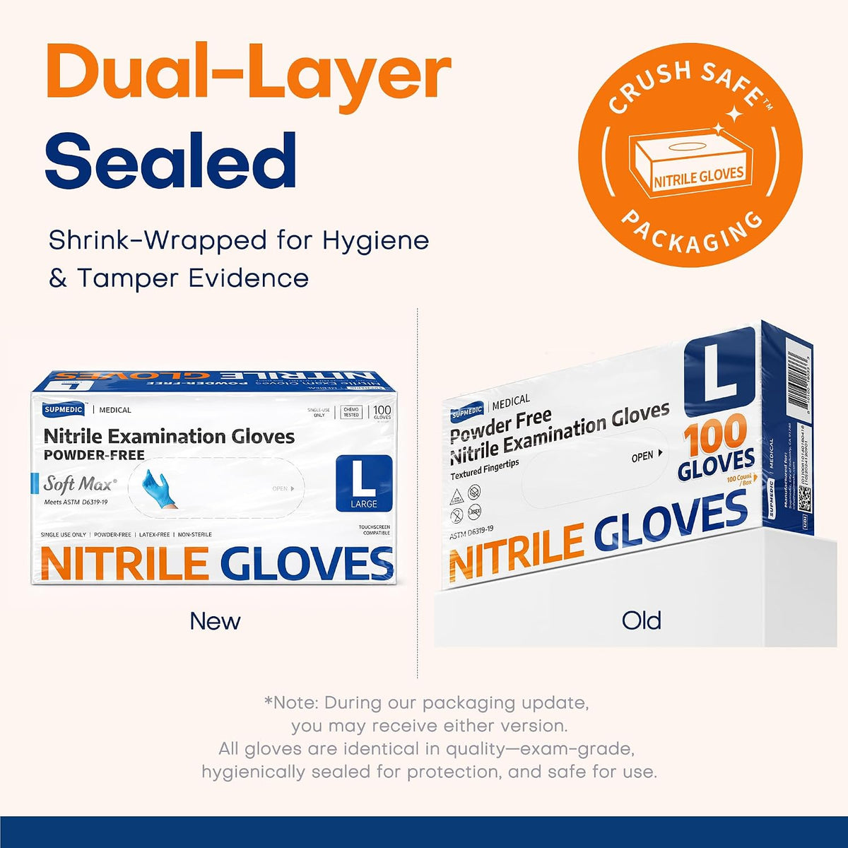 Medical Soft Max Nitrile Exam Gloves Powder-Free Disposable 100 Ct
