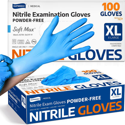 Medical Soft Max Nitrile Exam Gloves Powder-Free Disposable 100 Ct