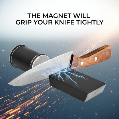 Kitchen Diamond Knife Sharpener, Rotary Blade Sharpener for Kitchen Knives, Chef Knives and Pocket Knives, Magnetic Holder with 15 & 20 Deg Angles, Kitchenware, Black