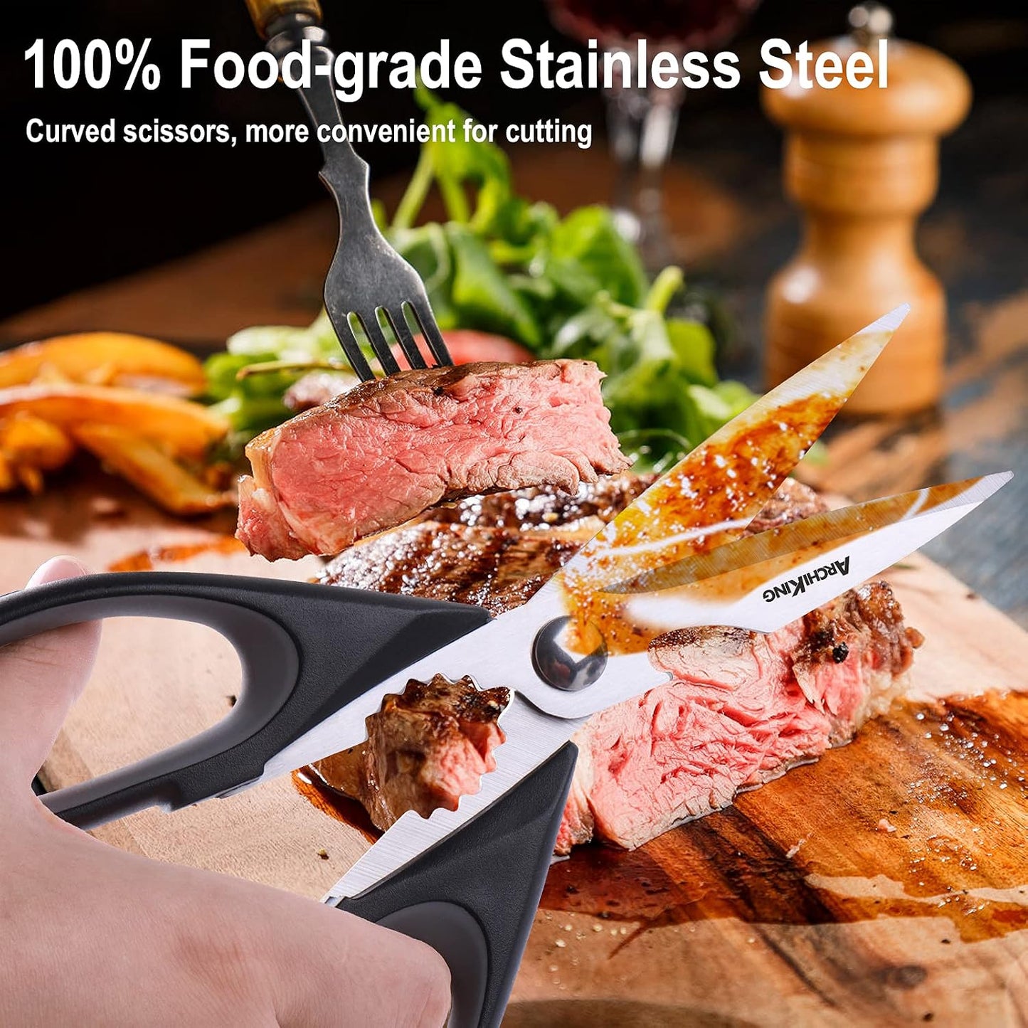 2-Pack Kitchen Scissors Heavy Duty, Stainless Steel All-Purpose Cooking Shears, Dishwasher Safe with Protective Sheath, Ideal for Meat/Poultry/Vegetables/Home Use