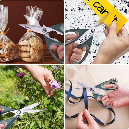 2-Pack Kitchen Scissors Heavy Duty, Stainless Steel All-Purpose Cooking Shears, Dishwasher Safe with Protective Sheath, Ideal for Meat/Poultry/Vegetables/Home Use