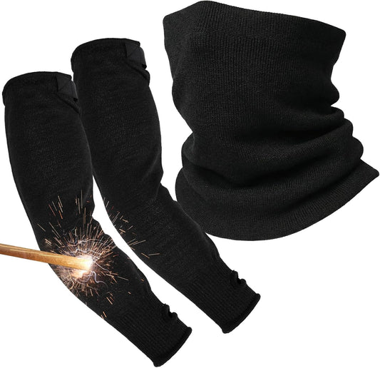 Cut Resistance Welding Sleeves and Welding Neck Protector for Men Heat Resistant Arm Guards Heat & Flame & Fire & Stab Proof Hockey Neck Guard for Kitchen Mechanic Work Gardening