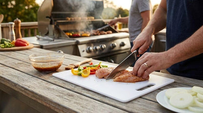 Large Cutting Board, Dishwasher- Safe Plastic Chopping Board for Kitchen with Easy Grip Handle, 11in by 14in, White