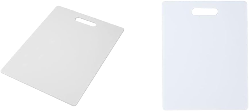 Large Cutting Board, Dishwasher- Safe Plastic Chopping Board for Kitchen with Easy Grip Handle, 11in by 14in, White