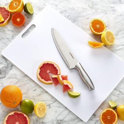 Large Cutting Board, Dishwasher- Safe Plastic Chopping Board for Kitchen with Easy Grip Handle, 11in by 14in, White