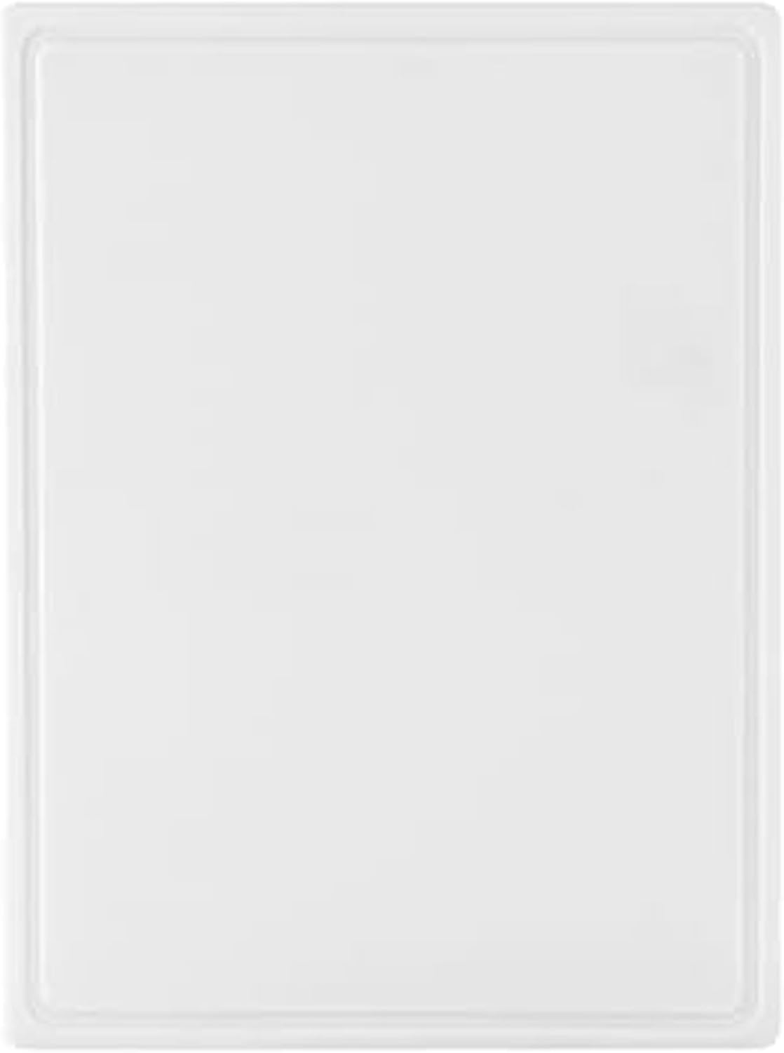 Large Cutting Board, Dishwasher- Safe Plastic Chopping Board for Kitchen with Easy Grip Handle, 11in by 14in, White