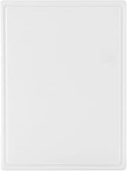 Large Cutting Board, Dishwasher- Safe Plastic Chopping Board for Kitchen with Easy Grip Handle, 11in by 14in, White