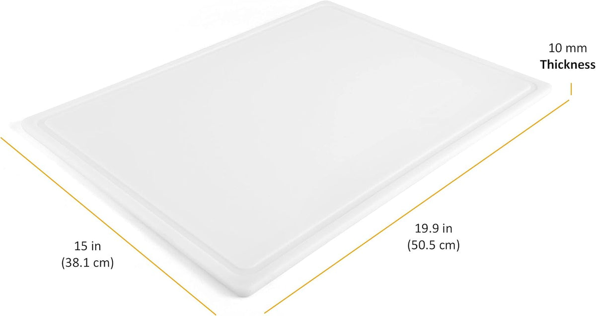Large Cutting Board, Dishwasher- Safe Plastic Chopping Board for Kitchen with Easy Grip Handle, 11in by 14in, White