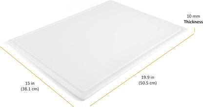 Large Cutting Board, Dishwasher- Safe Plastic Chopping Board for Kitchen with Easy Grip Handle, 11in by 14in, White
