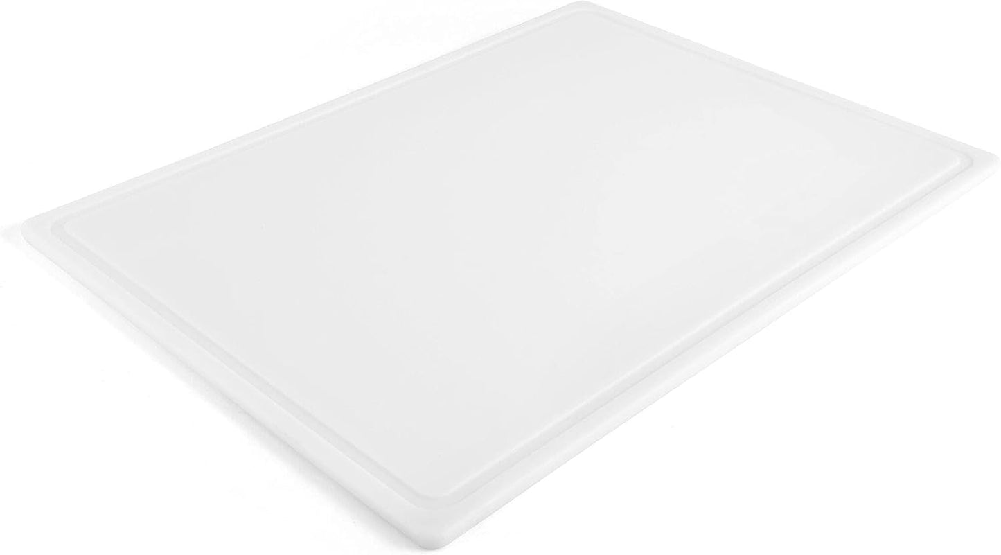 Large Cutting Board, Dishwasher- Safe Plastic Chopping Board for Kitchen with Easy Grip Handle, 11in by 14in, White