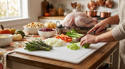 Large Cutting Board, Dishwasher- Safe Plastic Chopping Board for Kitchen with Easy Grip Handle, 11in by 14in, White