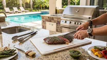 Large Cutting Board, Dishwasher- Safe Plastic Chopping Board for Kitchen with Easy Grip Handle, 11in by 14in, White