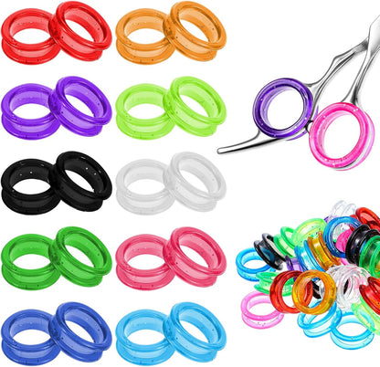 30 Pcs Silicone Scissors Finger Rings Soft Thumb Inserts Protection Pet Grooming Shear Finger Ring Barber Grips for Dog Hair Cutting Barber Accessories