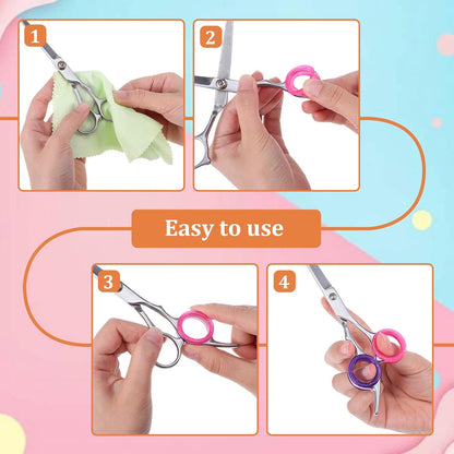 30 Pcs Silicone Scissors Finger Rings Soft Thumb Inserts Protection Pet Grooming Shear Finger Ring Barber Grips for Dog Hair Cutting Barber Accessories