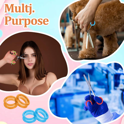 30 Pcs Silicone Scissors Finger Rings Soft Thumb Inserts Protection Pet Grooming Shear Finger Ring Barber Grips for Dog Hair Cutting Barber Accessories