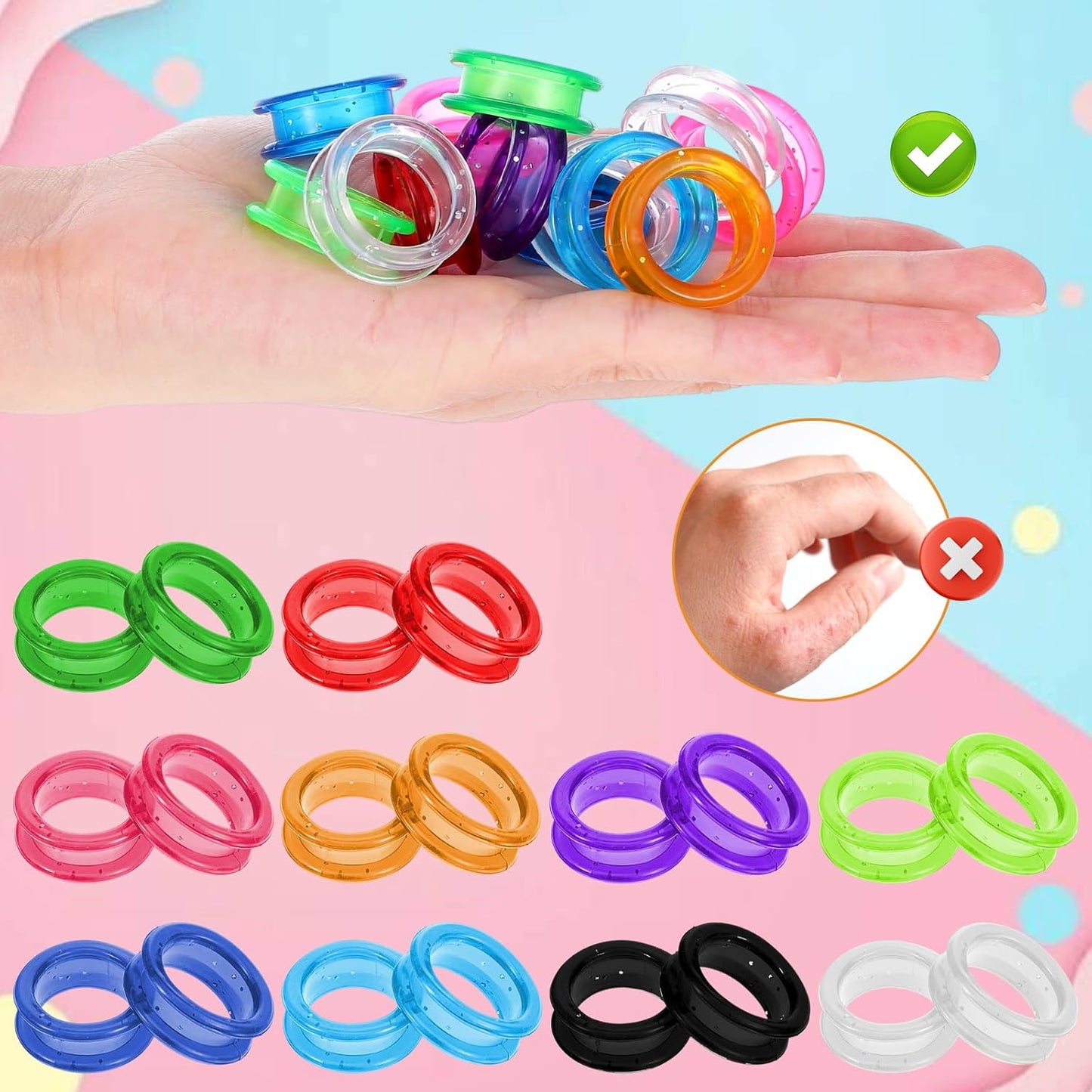 30 Pcs Silicone Scissors Finger Rings Soft Thumb Inserts Protection Pet Grooming Shear Finger Ring Barber Grips for Dog Hair Cutting Barber Accessories