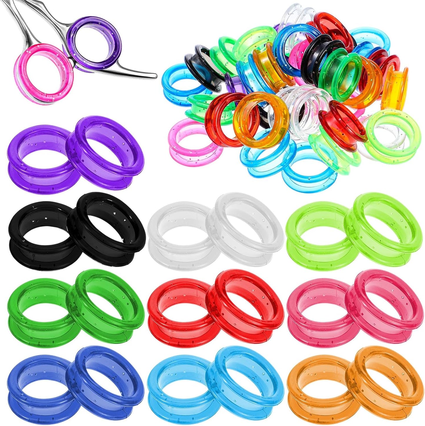 30 Pcs Silicone Scissors Finger Rings Soft Thumb Inserts Protection Pet Grooming Shear Finger Ring Barber Grips for Dog Hair Cutting Barber Accessories