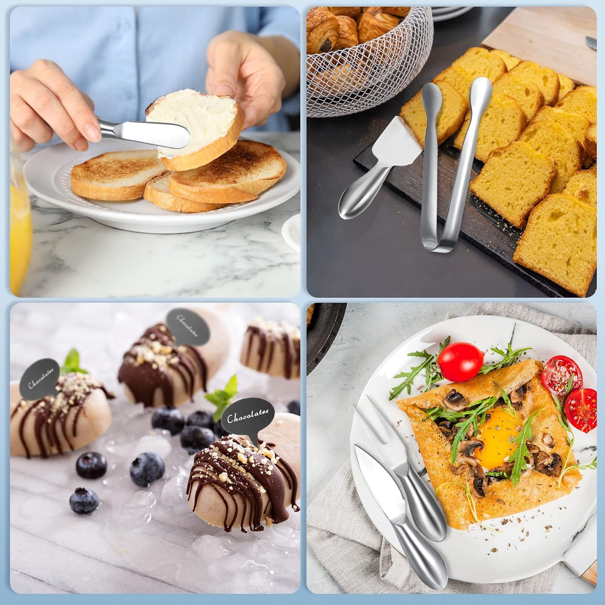 38 Pcs Summer Charcuterie Board Accessories Utensils Include Cheese Knife Set Bowls Cheese Markers Serving Tongs Spoons and Forks Honey Dipper for Butter Cheese and Pastry Making (Silver)