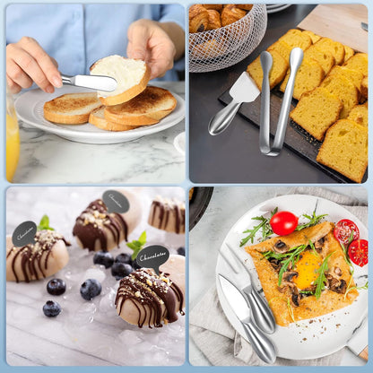 38 Pcs Summer Charcuterie Board Accessories Utensils Include Cheese Knife Set Bowls Cheese Markers Serving Tongs Spoons and Forks Honey Dipper for Butter Cheese and Pastry Making (Silver)