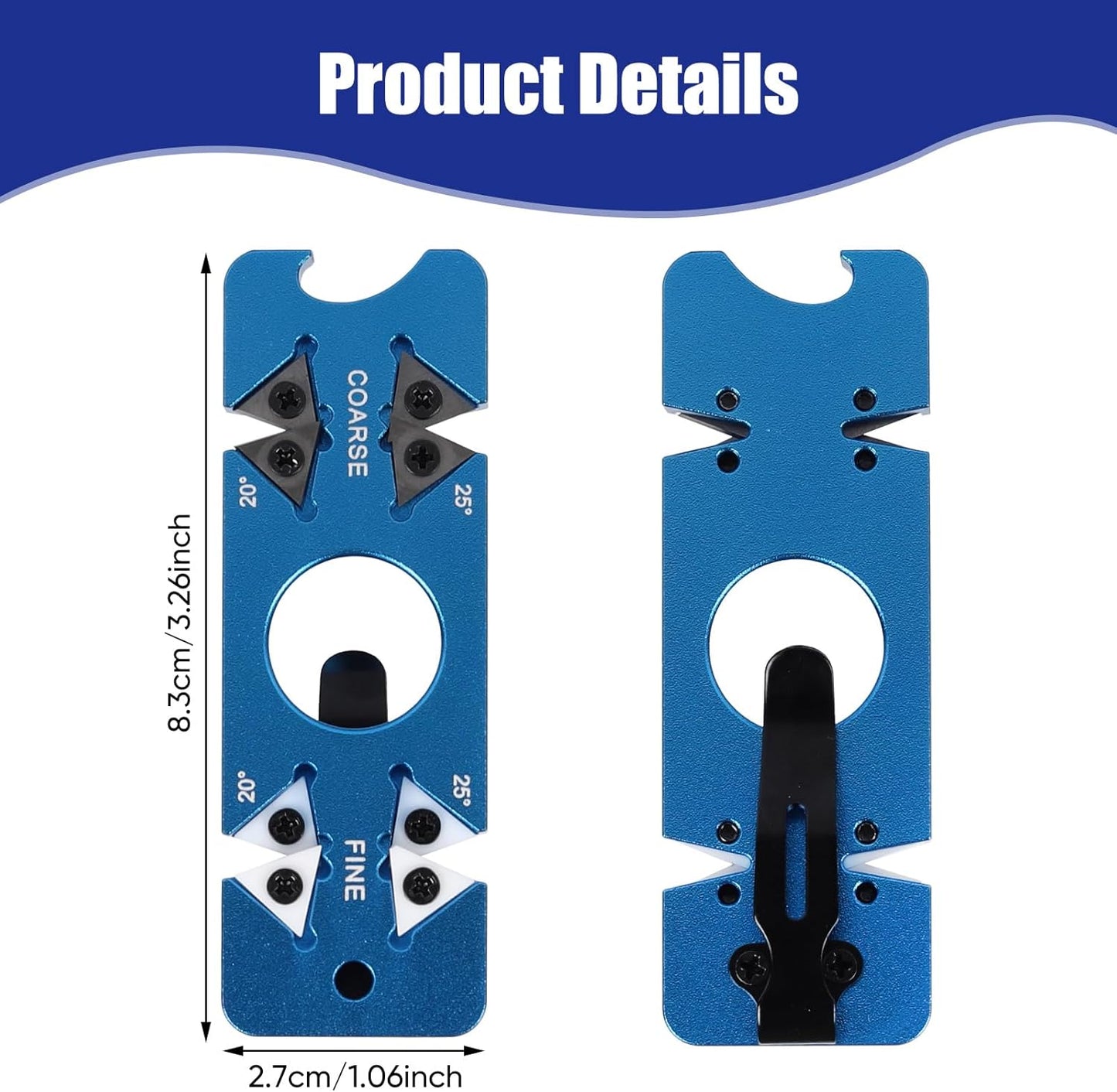6-in-1 Pocket Knife Sharpener & Bottle Opener Adjustable Angles Multi-Function with Belt Clip portable Portable Pocket Knife Sharpener